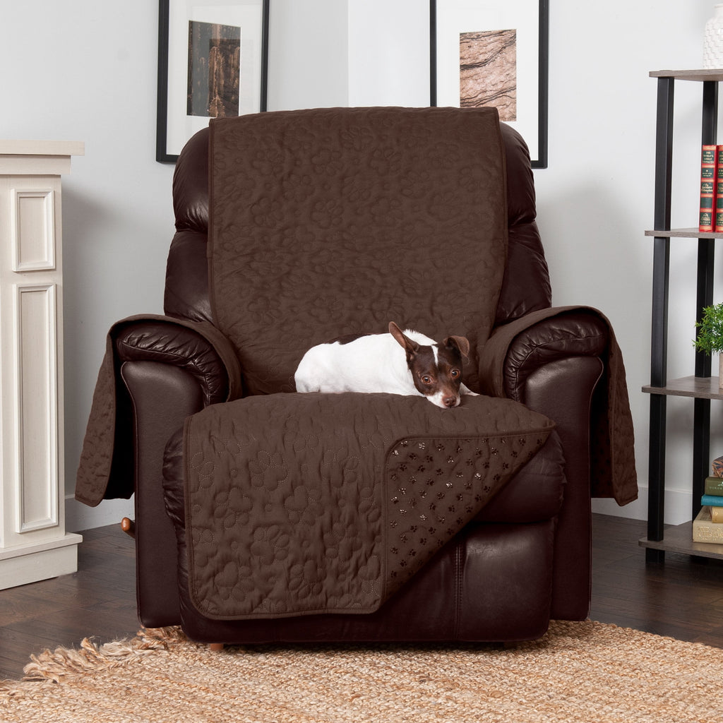 FurHaven Pawprint Non-Skid Sofa and Chair Furniture Protector for Dogs and Cats - Sofa, Dark Brown