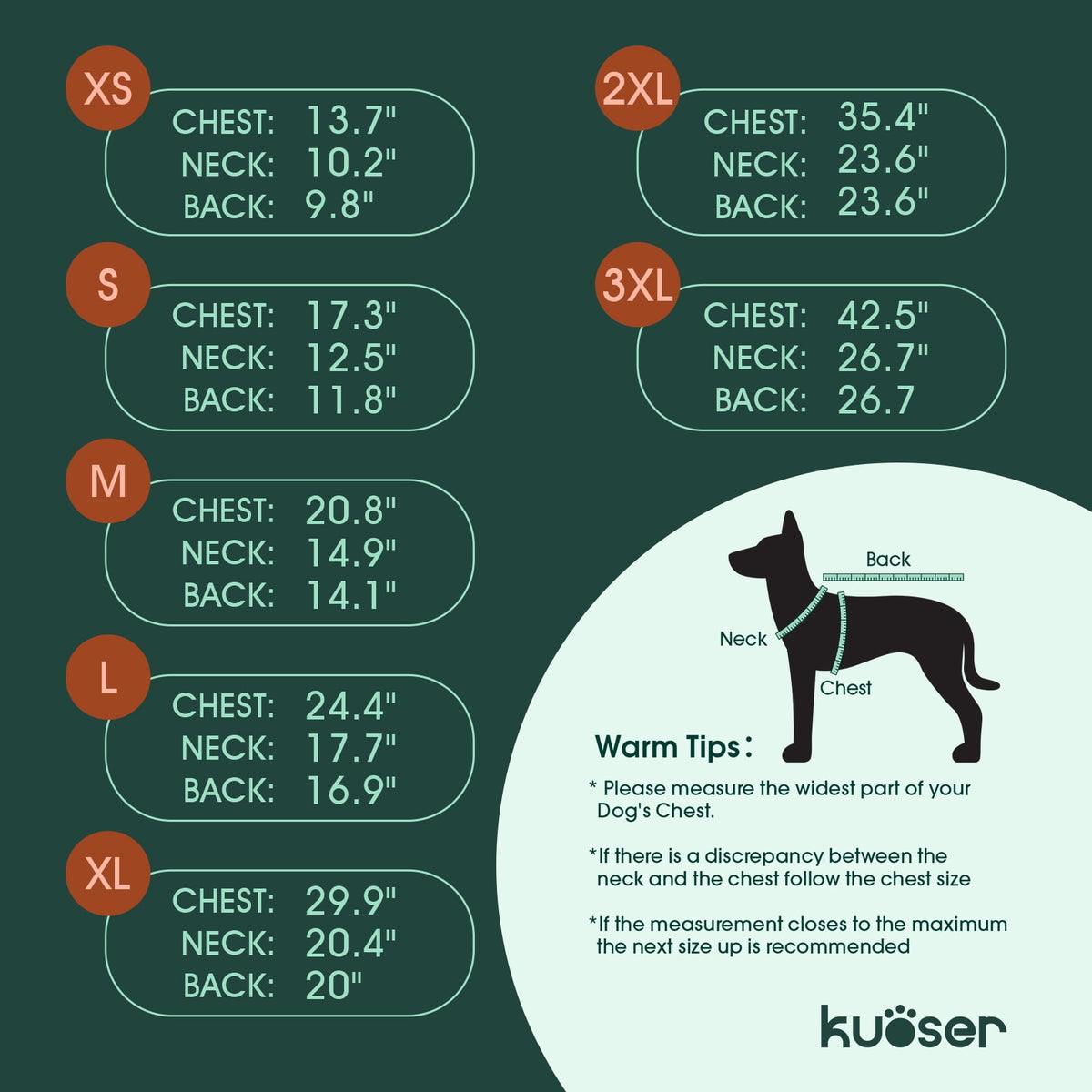 Kuoser Dog Winter Coat Warm Reflective Pet Jacket Waterproof Cold Weather Clothes for Dogs, Gray, M