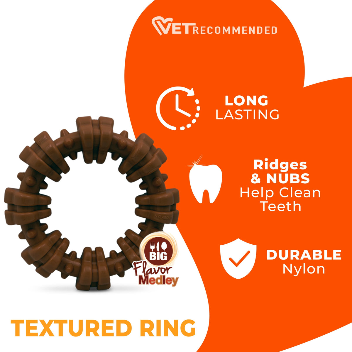 Nylabone Textured Ring Power Chew Toy For X-Large Dogs 50+ Lbs, Chew Toy For X-Large Dogs