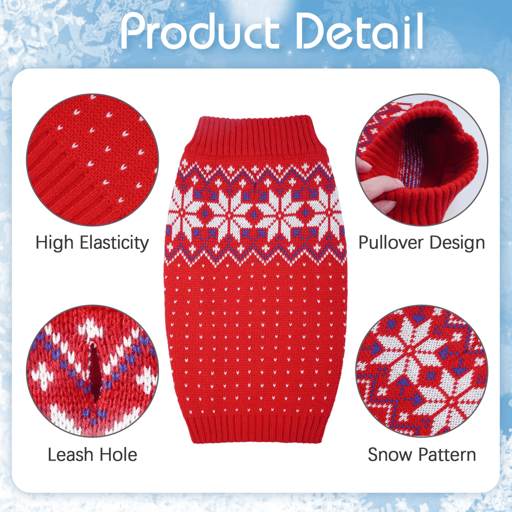 Kuoser Dog Cat Sweater, Holiday Christmas Snowflake Pet Warm Knitwear, Green, M