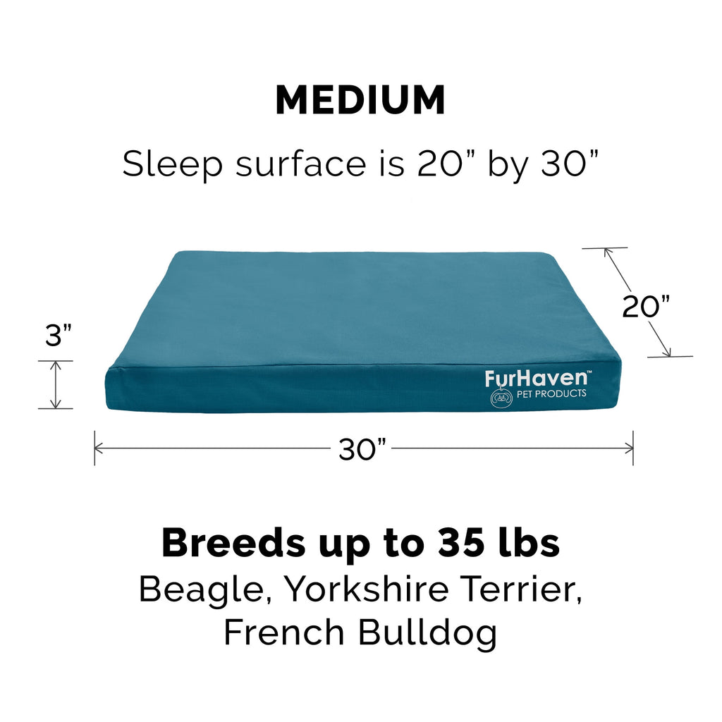 FurHaven Coated Oxford Indoor/Outdoor Deluxe Orthopedic Mattress Pet Bed, Stone Gray, Medium, 1 Count