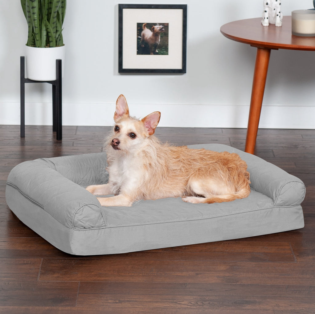 FurHaven Pet Products Quilted Orthopedic Sofa Pet Bed for Dogs & Cats - Silver Gray, Medium