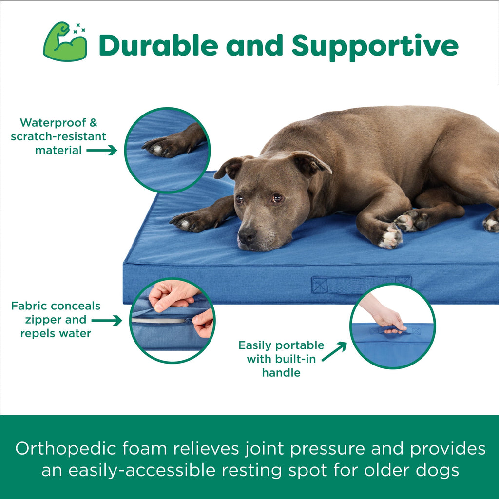 FurHaven Grid Indoor-Outdoor Cooling Memory Foam Deluxe Mattress for Dogs and Cats - Olivine, Medium
