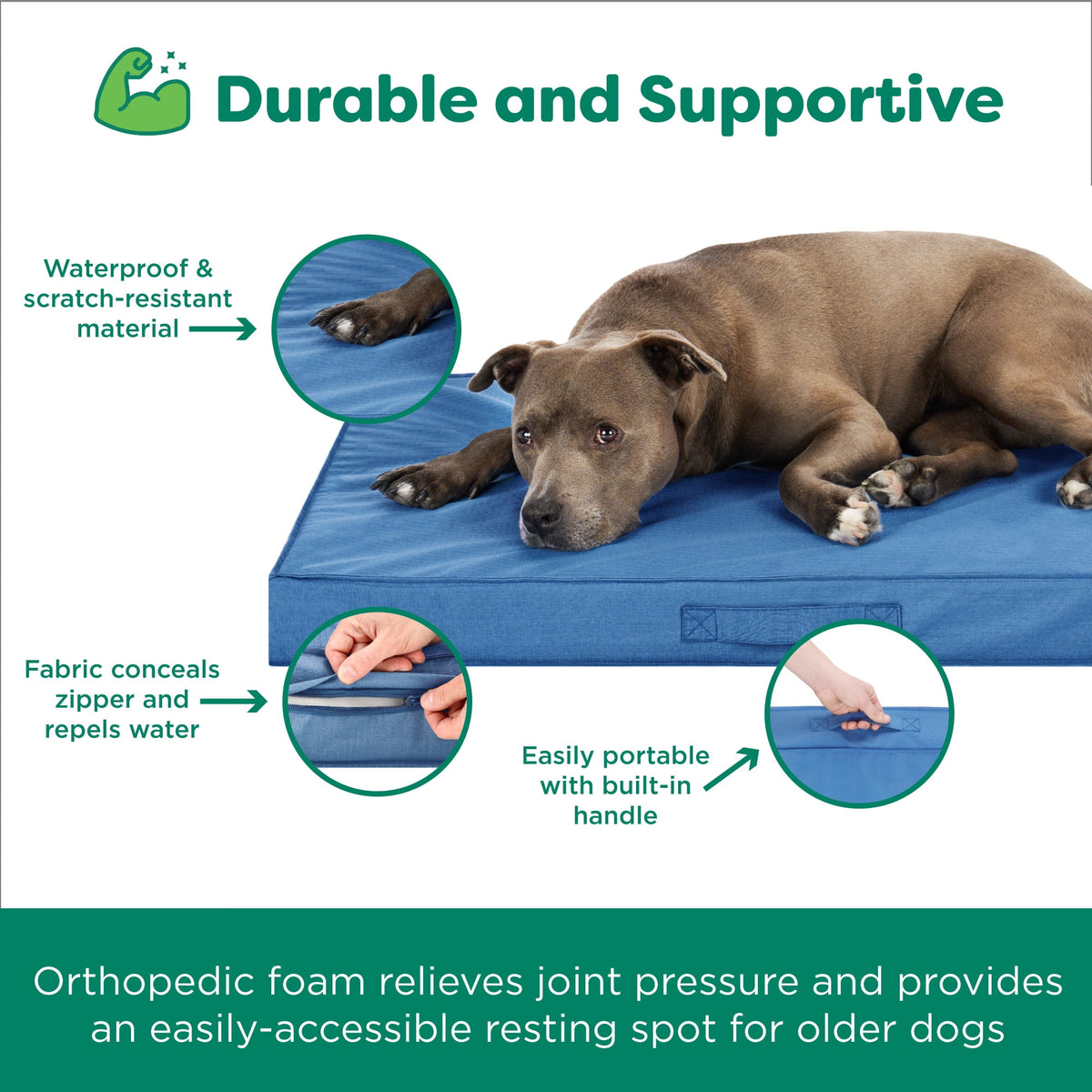 FurHaven Grid Indoor-Outdoor Cooling Memory Foam Deluxe Mattress for Dogs and Cats - Olivine, Medium
