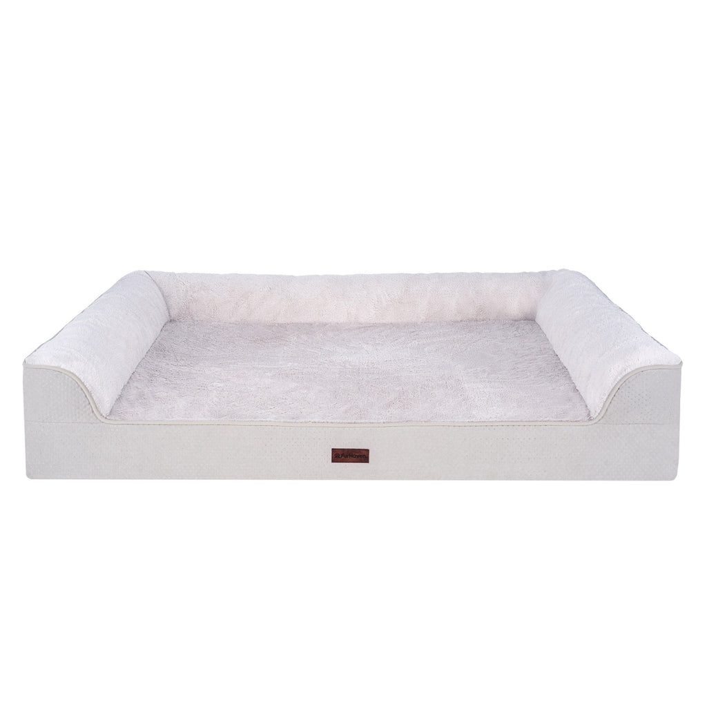 FurHaven Plush & Embossed Velvet Dreamer Orthopedic Sofa Pet Bed for Dogs and Cats - Cognac, Medium