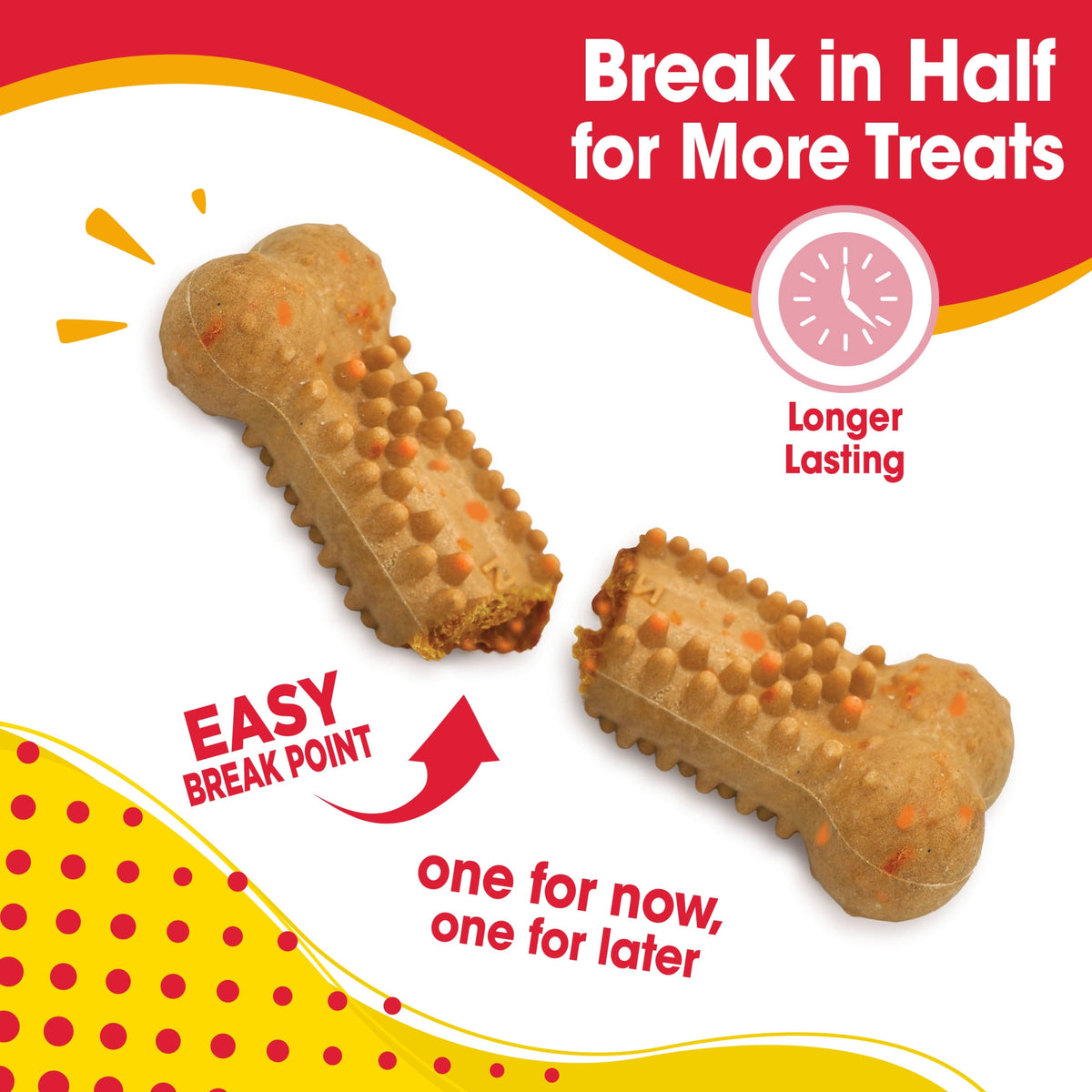 Nylabone Nubz Flavor Bursts Natural Dog Treats for Large Dogs, Bacon & Cheese Flavor Dog Bones, Large - 30+ lbs., 20 Count