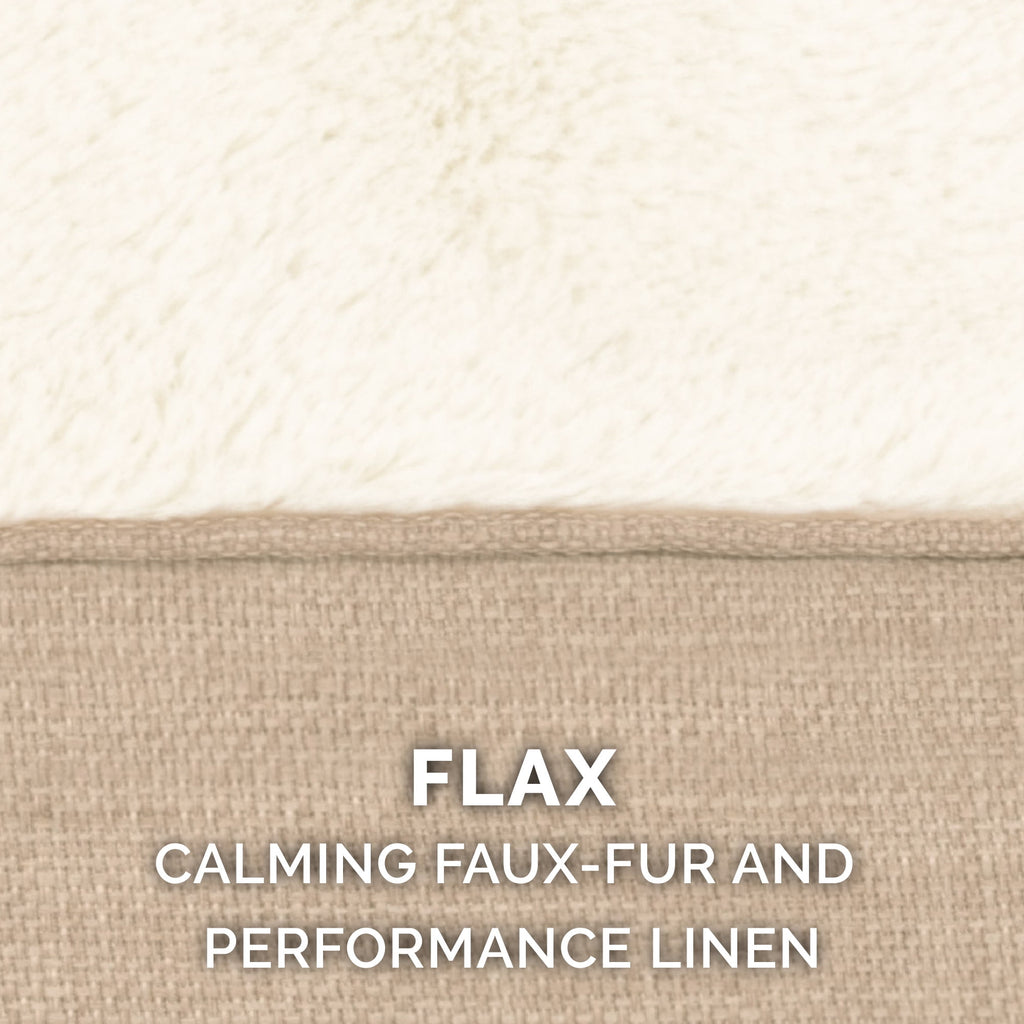 FurHaven Plush & Performance Linen Hooded Donut Pet Bed for Dogs & Cats - Mist Gray, Small - 24"