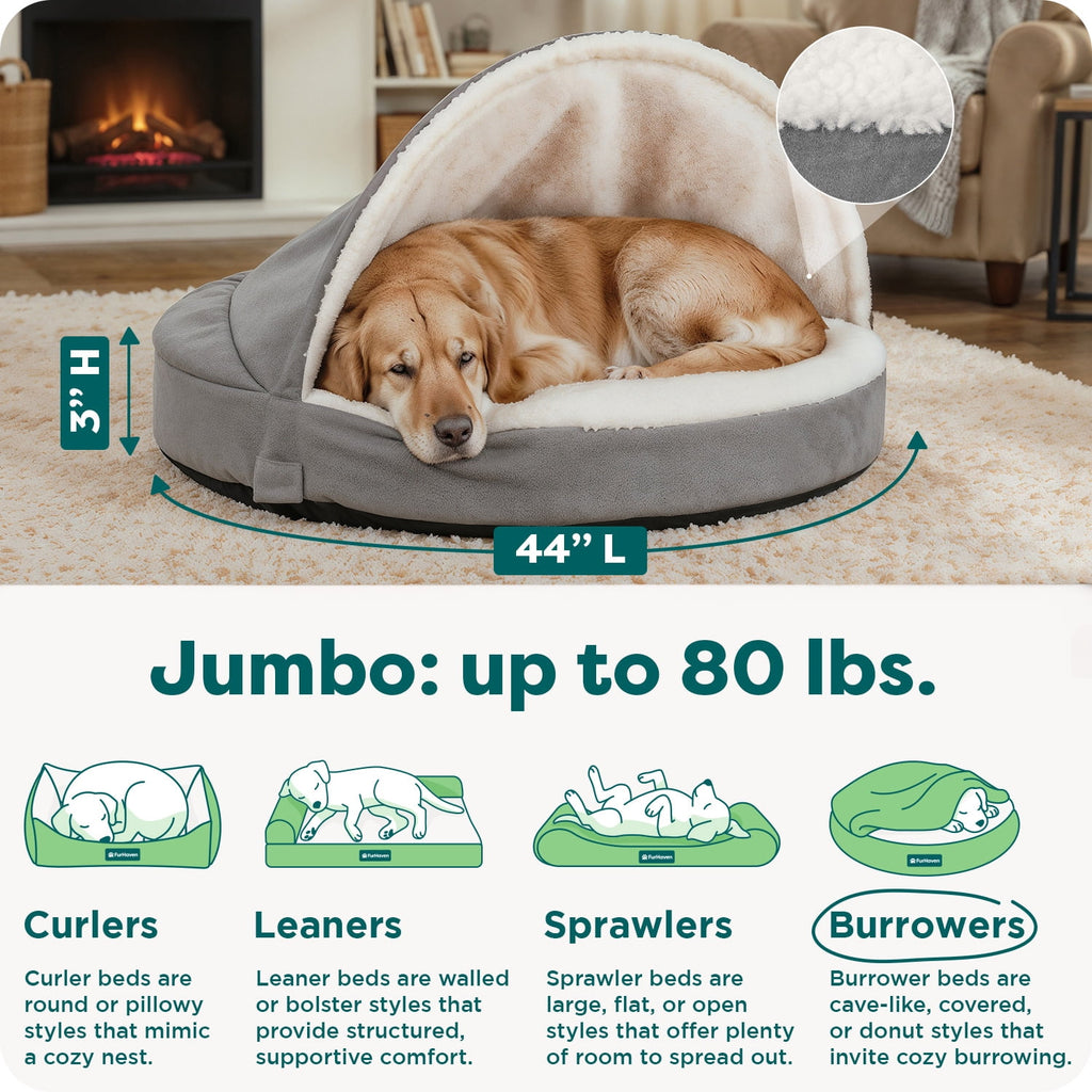 Furhaven 26" Round Orthopedic Dog Bed Sherpa & Suede Snuggery w/ Removable Washable Cover - Gray, 26-inch Faux Lambswool & Suede Gray 26 inch Snuggery (Orthopedic Foam)