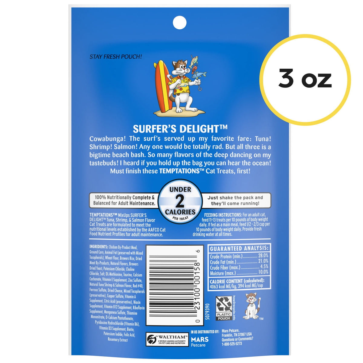 Temptations MixUps Salmon, Tuna & Shrimp Flavor Crunchy & Soft Treats for Cat, 3 oz (12 Count)