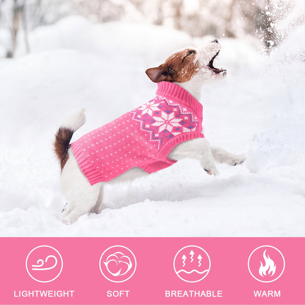 Kuoser Dog Cat Sweater, Holiday Christmas Snowflake Pet Warm Knitwear, Green, M