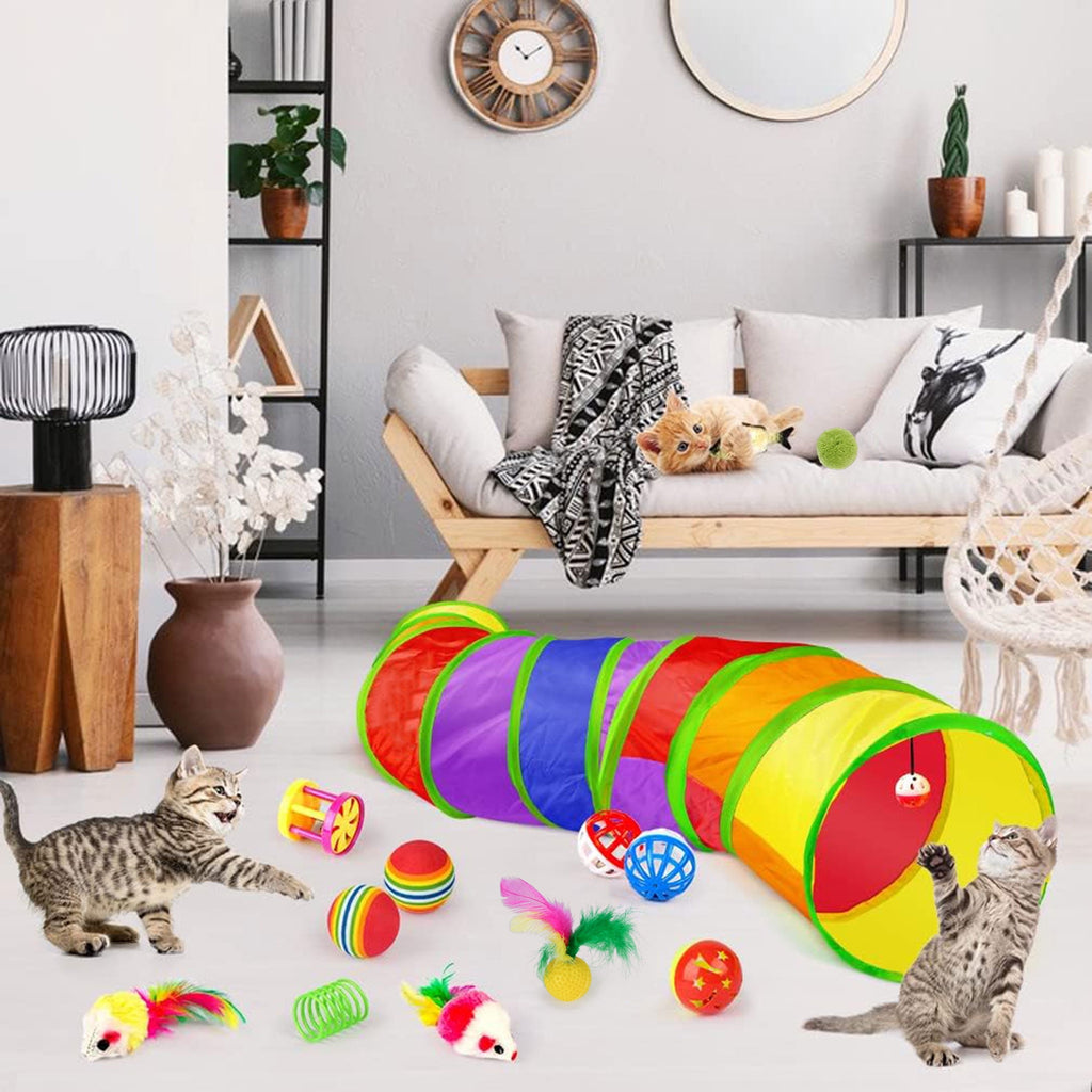 Semfri Cat Toys Tunnels Collapsible Pets Cat Jungle Tunnels Kitty Toys Balls