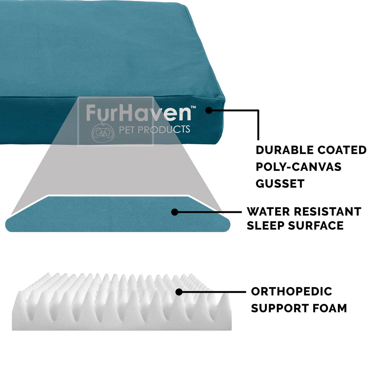 FurHaven Coated Oxford Indoor/Outdoor Deluxe Orthopedic Mattress Pet Bed, Stone Gray, Medium, 1 Count